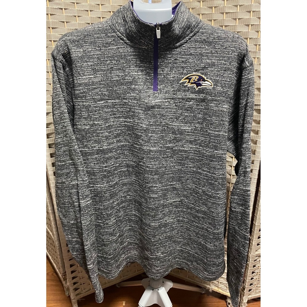 NFL Team Apparel Baltimore Ravens Mens XL Quarter Zip Pullover Heather Gray